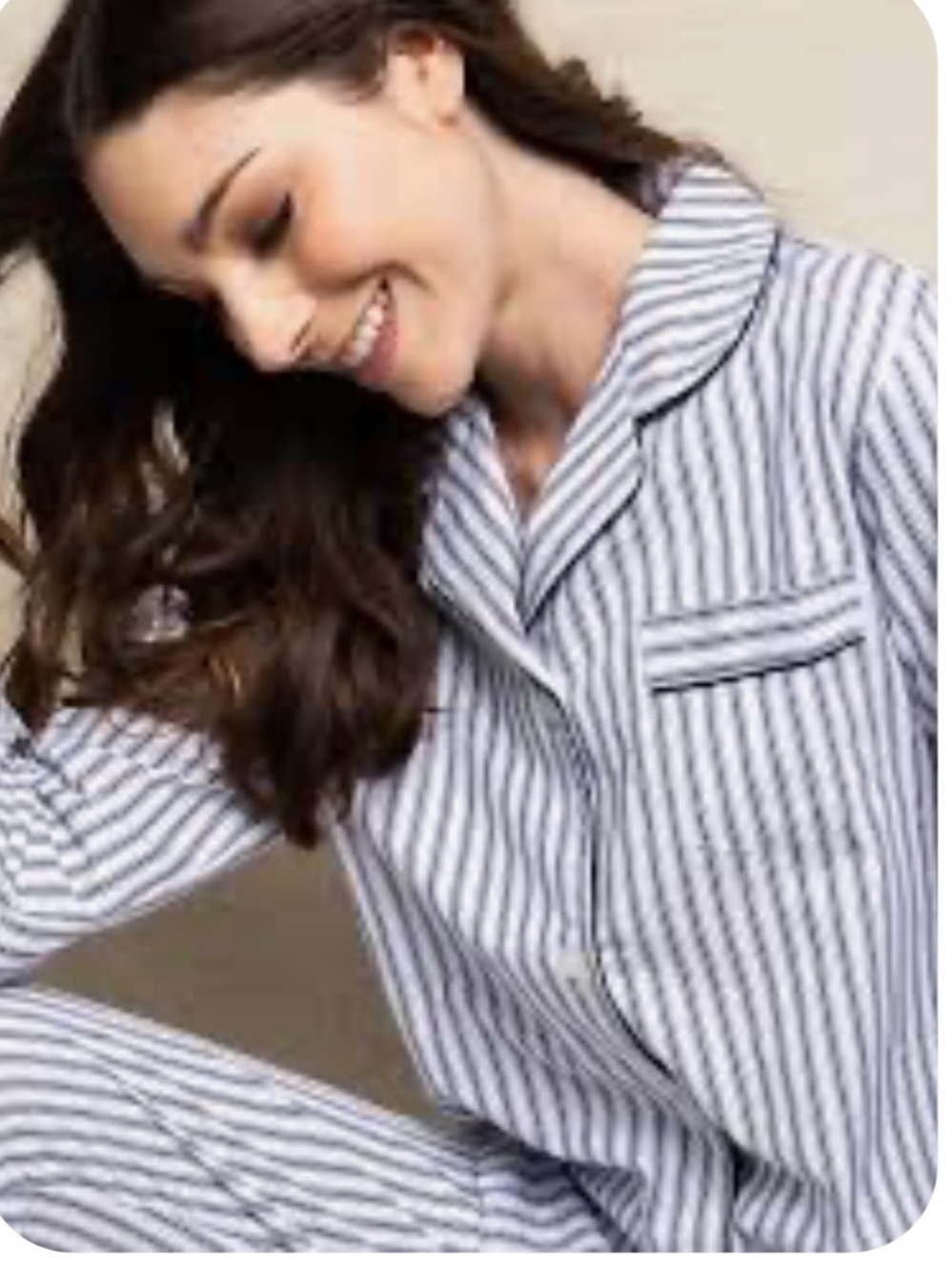 Petite Plume Twill Striped Women's Pajama Set in Navy French Ticking